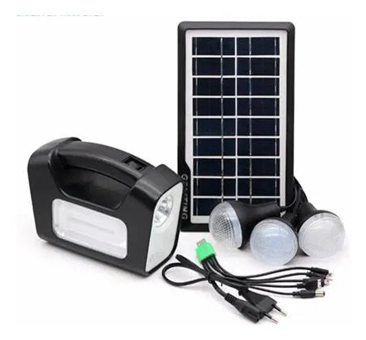 Kit Panel Solar Con Batería Y 3 Bombillos De 3w Usb 5v Radio