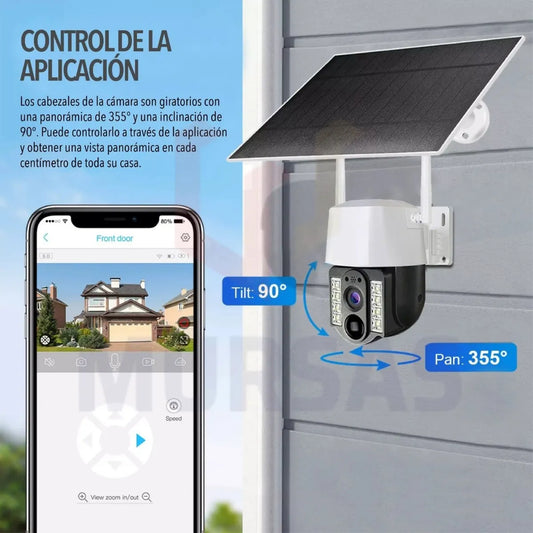 Camara Wifi Ptz Robótica Con Panel Solar Exterior + Sd 128gb