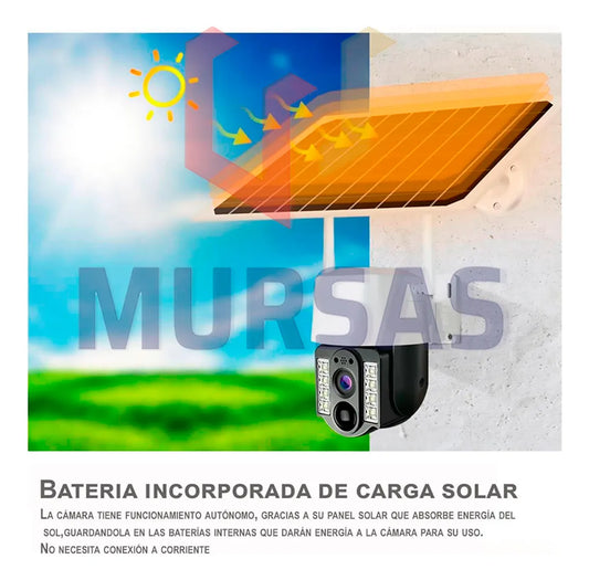 Cámara De Seguridad Ptz Solar Wifi Exterior Resiste Sol Agua