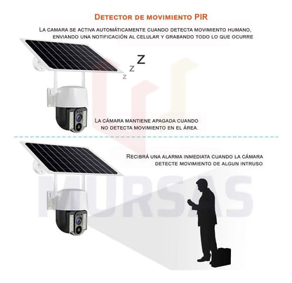 Camara Wifi Ptz Robótica Con Panel Solar Exterior + Sd 128gb