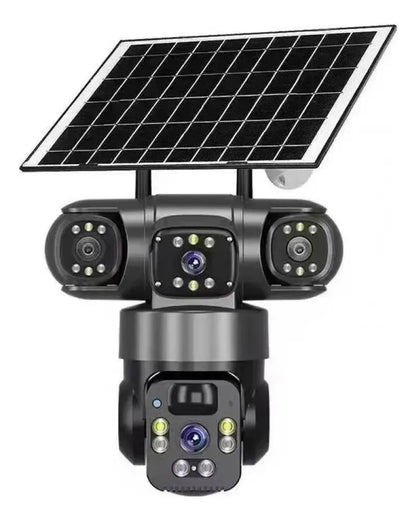 Cámara Solar Panorámica De 360 Grados Con Triple Lente Wifi/
