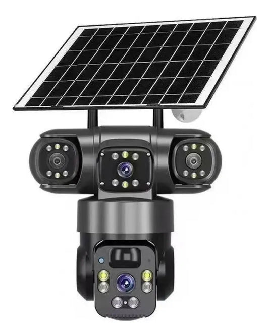 Cámara Solar Panorámica De 360 Grados Con Triple Lente Wifi/