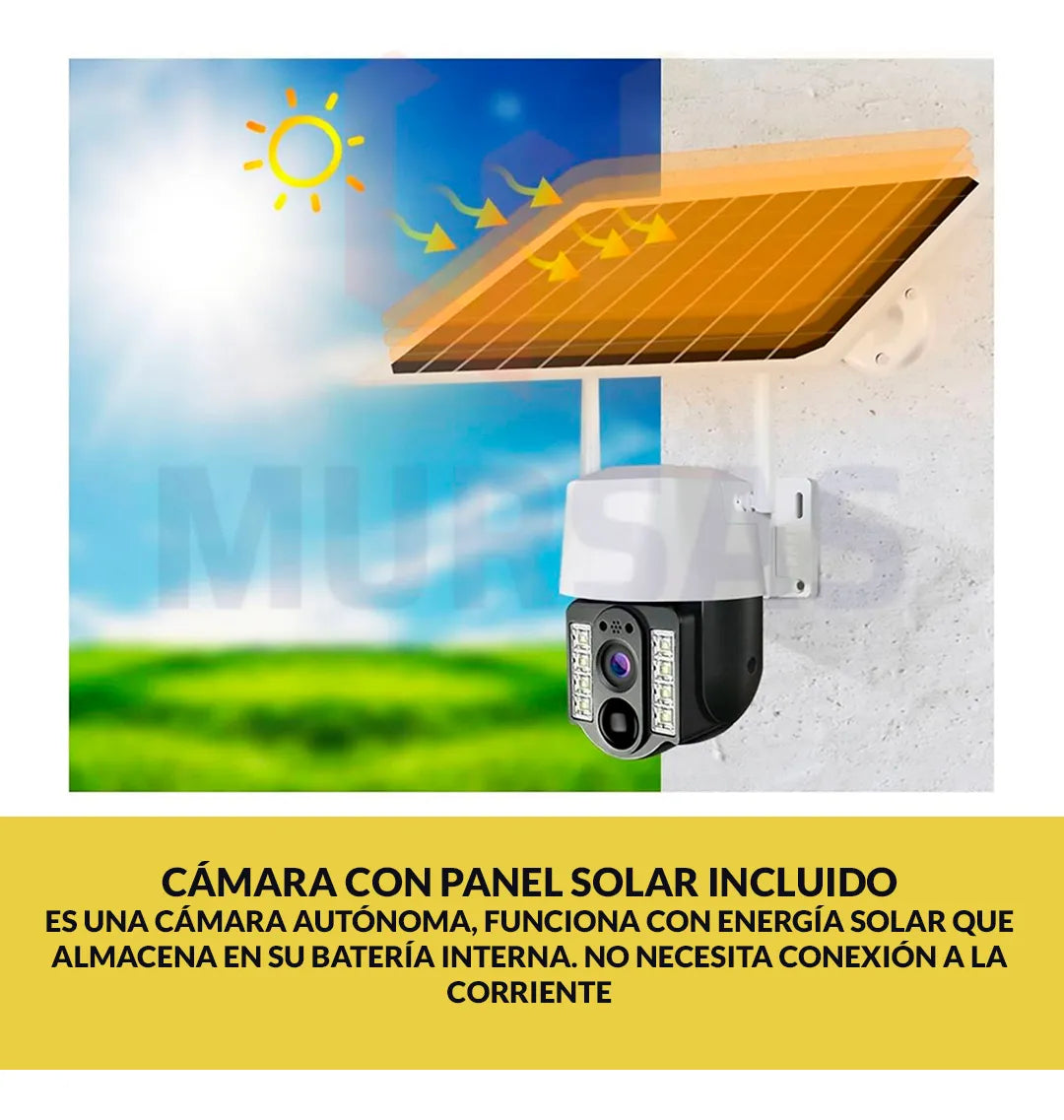 Camara Wifi Ptz Robótica Con Panel Solar Exterior + Sd 128gb