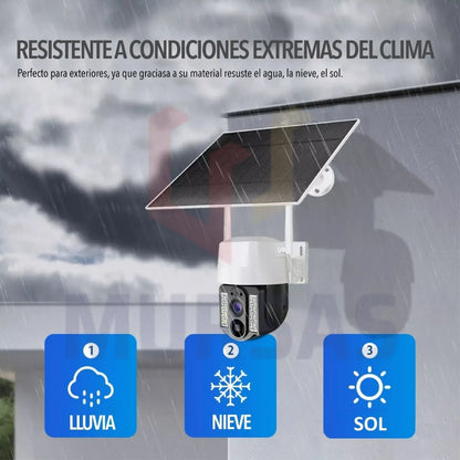 Camara Wifi Ptz Robótica Con Panel Solar Exterior + Sd 128gb