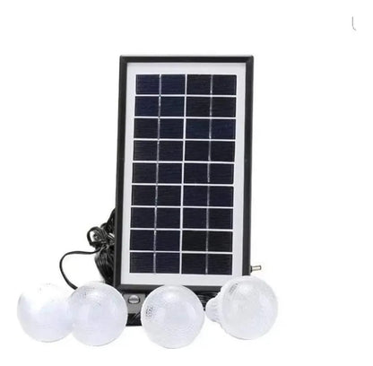Kit Panel Solar+4 Bombillos+batería+linterna Carga Celulares