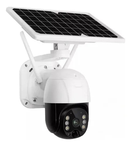 Cámara De Seguridad Ptz Wifi Exterior Red 4g Sim Panel Solar Color Blanco