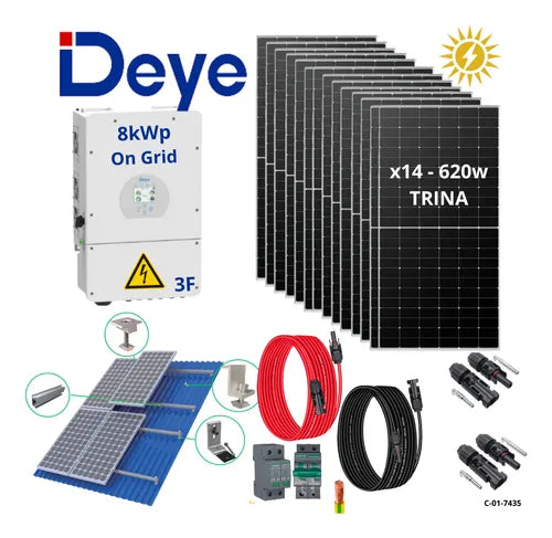 Kit Solar 8000wp Trifásico Conectado A Red Planta Solar Casa
