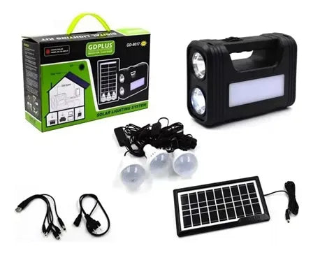 Kit Panel Solar Con Batería Y 3 Bombillos De 3w Usb 5v Radio